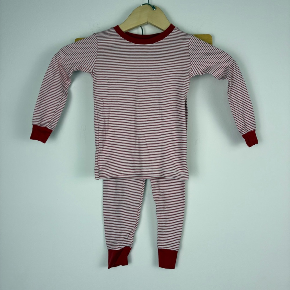 LAKE long long pima cotton pajama set red and white striped size 4 kids softest